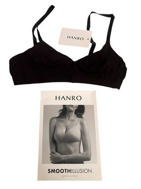 HANRO Smooth Illusion Wireless Soft Cup Bra 34A Black NWT Luxury Lingerie